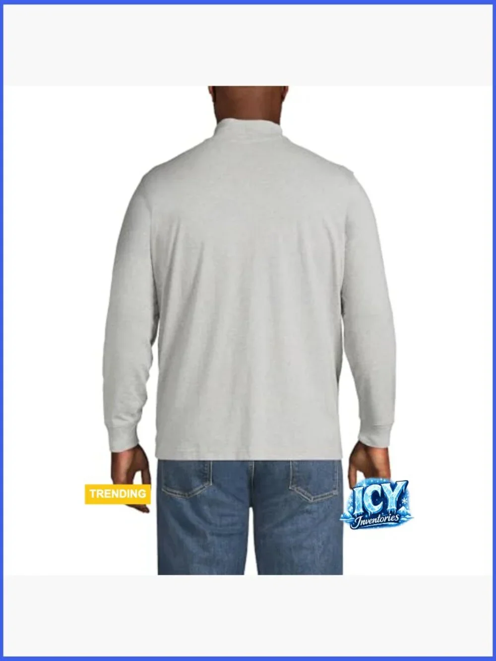 Cotton-Blend Mock Turtleneck Thermal Top Long Sleeve